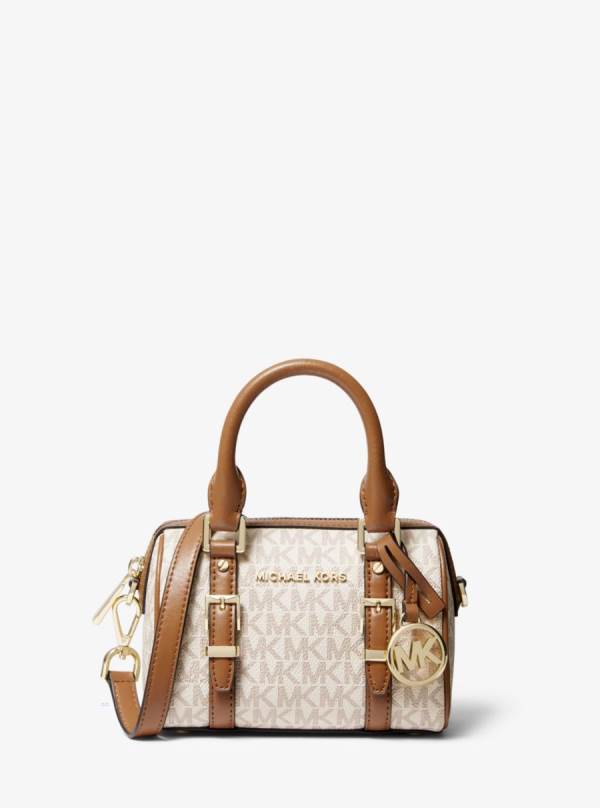 Damske Spojková Taška Michael Kors Bedford Legacy Extra-Small Logo Duffle Hnedožltý Hnede - Kabelky Michael Kors Outlet | REVNS-2173